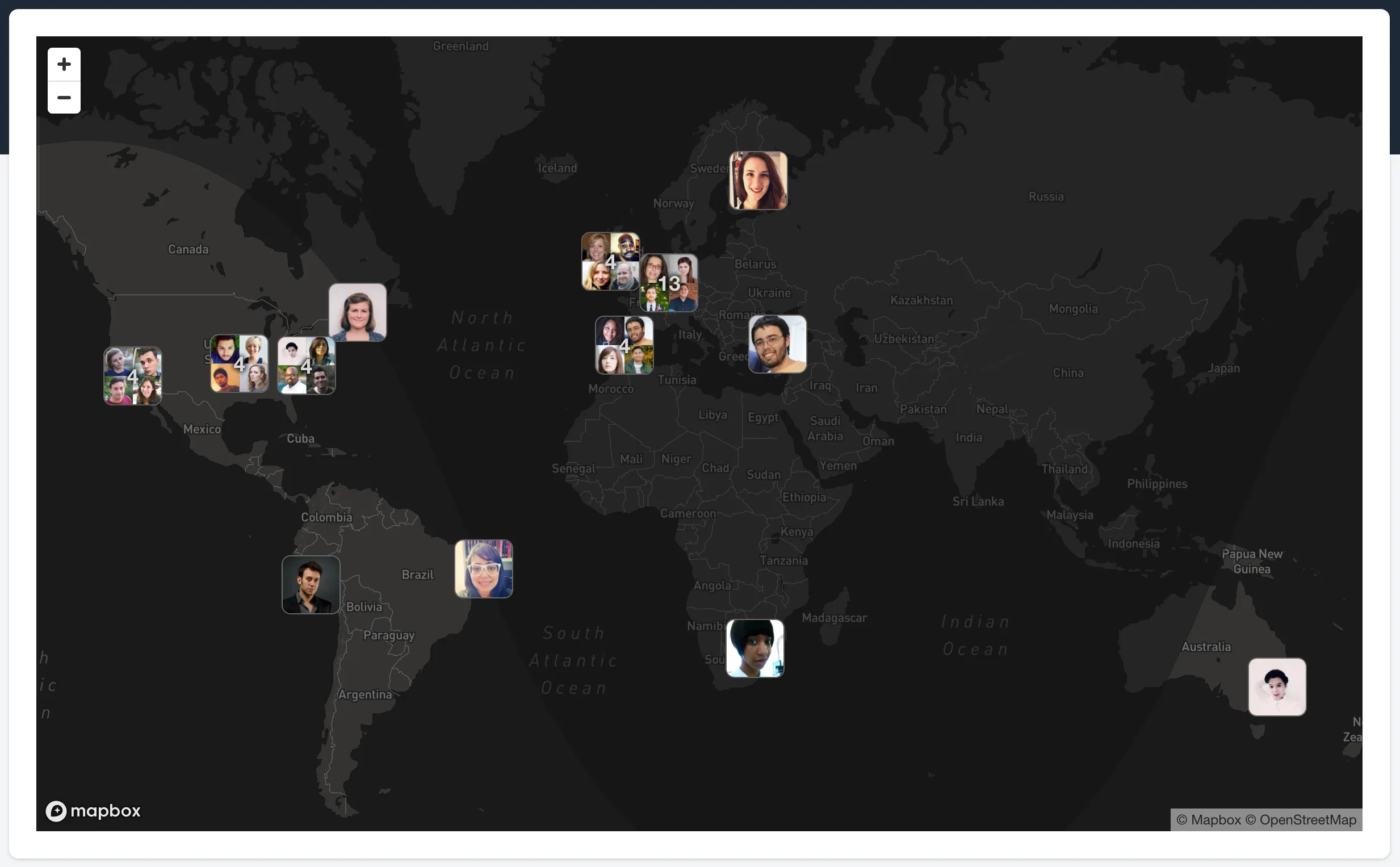 TeamHome world map of the team