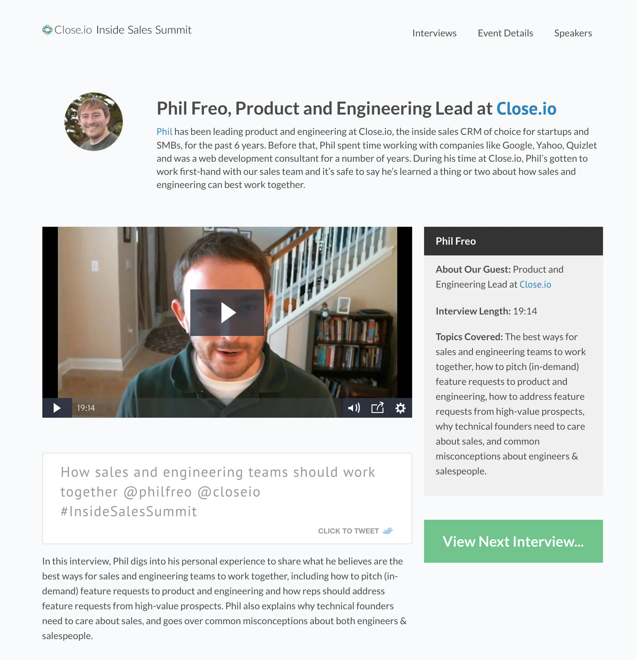 Video: my Inside Sales Summit interview