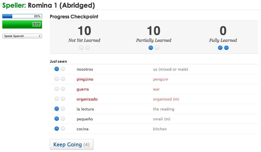 Final checkpoint screen with labels