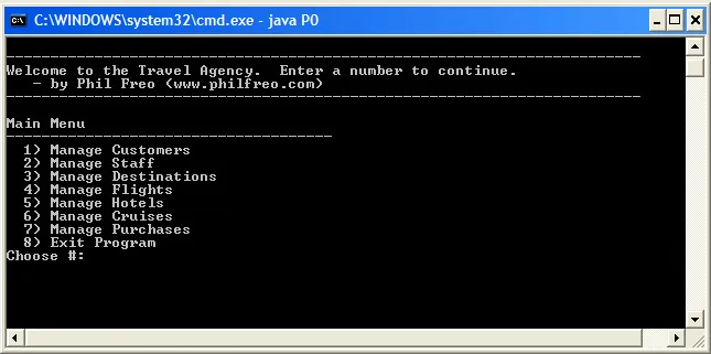 TravelAgency program screenshot